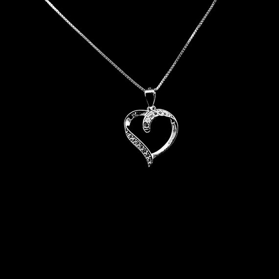 Venetian Necklace Necklace 0.6 Mm Heart Pendant CZ Stones 925