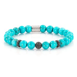Turquoise 925 sterling silver raw dined bracelet bracelet pearl bracelet 8 mm zircon