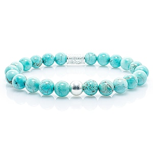 Turquoise 925 Sterling Silver Gold 18k Gold Plated Bracelet Pearl Bracelet Beads Ball 8 mm