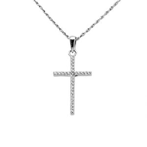Diamond-Cut Necklace Necklace 1.2mm Pendant Cross Zircon 925 Sterling Silver Women Men&#39;s Necklace