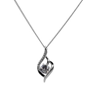 Cuban Link Curb Chain 1.0mm Necklace 925 Sterling Silver Pendant Water Drop Zircon Women Necklace