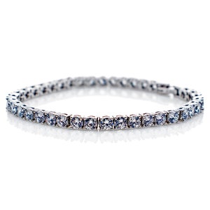 Tennis bracelet 4 mm cubic zirconia white gold plated single row 5A CZ stones prong setting jewelry men women