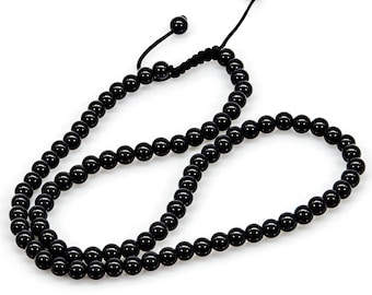 Onyx Kette Halskette 6mm Perlen Kette Black Onyx Perlenhalskette Schwarz Damen Herren