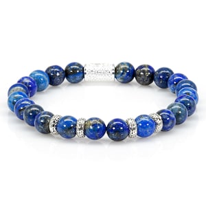 Lapis Lazuli 925 Sterling Silver Bracelet Bead Bracelet Spacer Ring 8 mm Lapis Lazuli AAA/AAAAA Quality
