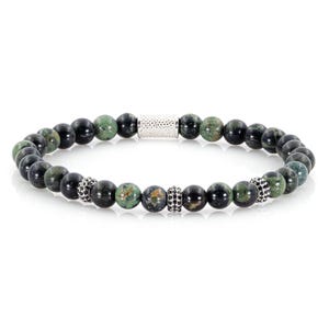 African Turquoise 925 Sterling Silver Raw Dined Bracelet Beaded Bracelet Zircon 6 mm