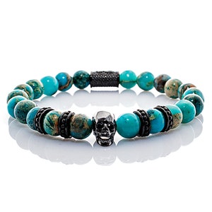 Jasper bracelet Bracelet beaded bracelet skull black 8 mm stainless steel