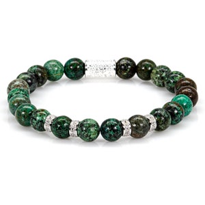 African Turquoise 925 Sterling Silver Bracelet Bead Bracelet Spacer Zircon 8 mm