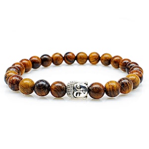 Wooden beaded bracelet Bracelet beaded bracelet Buddha head natural wood Wood Buddha bracelet