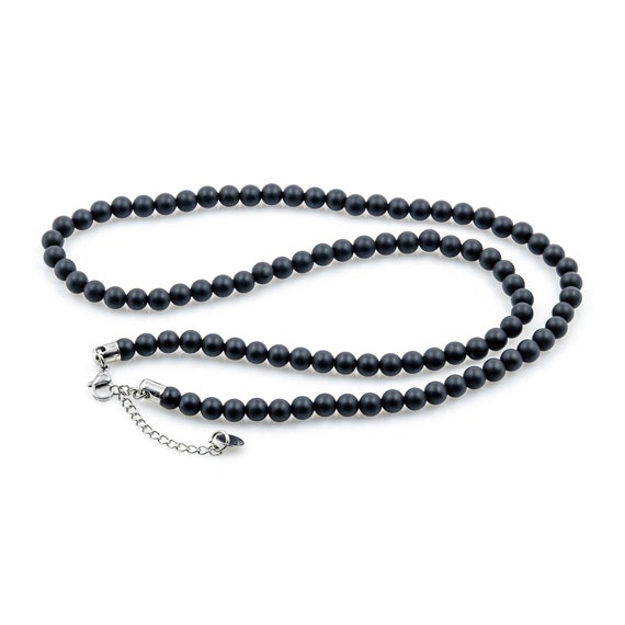 Onyx Matt Chain Necklace 6 Mm Pearl Chain Black 60 Cm Pearl