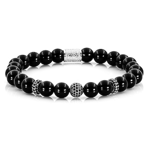 Onyx 925 sterling silver raw dined bracelet bracelet pearl bracelet black 8 mm zircon
