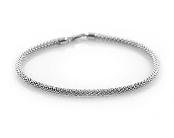 925 Sterling Silver Popcorn Ball Chain Bracelet 3.0mm