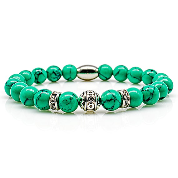 Turquoise Bracelet Bracelet Pearl Bracelet Green Beads Ball