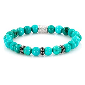 Green turquoise 925 sterling silver bracelet bracelet pearl bracelet raw dined 8 mm zircon
