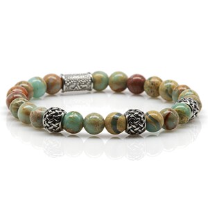 Serpentine bracelet Bracelet pearl bracelet silver 8 mm stainless steel spacer