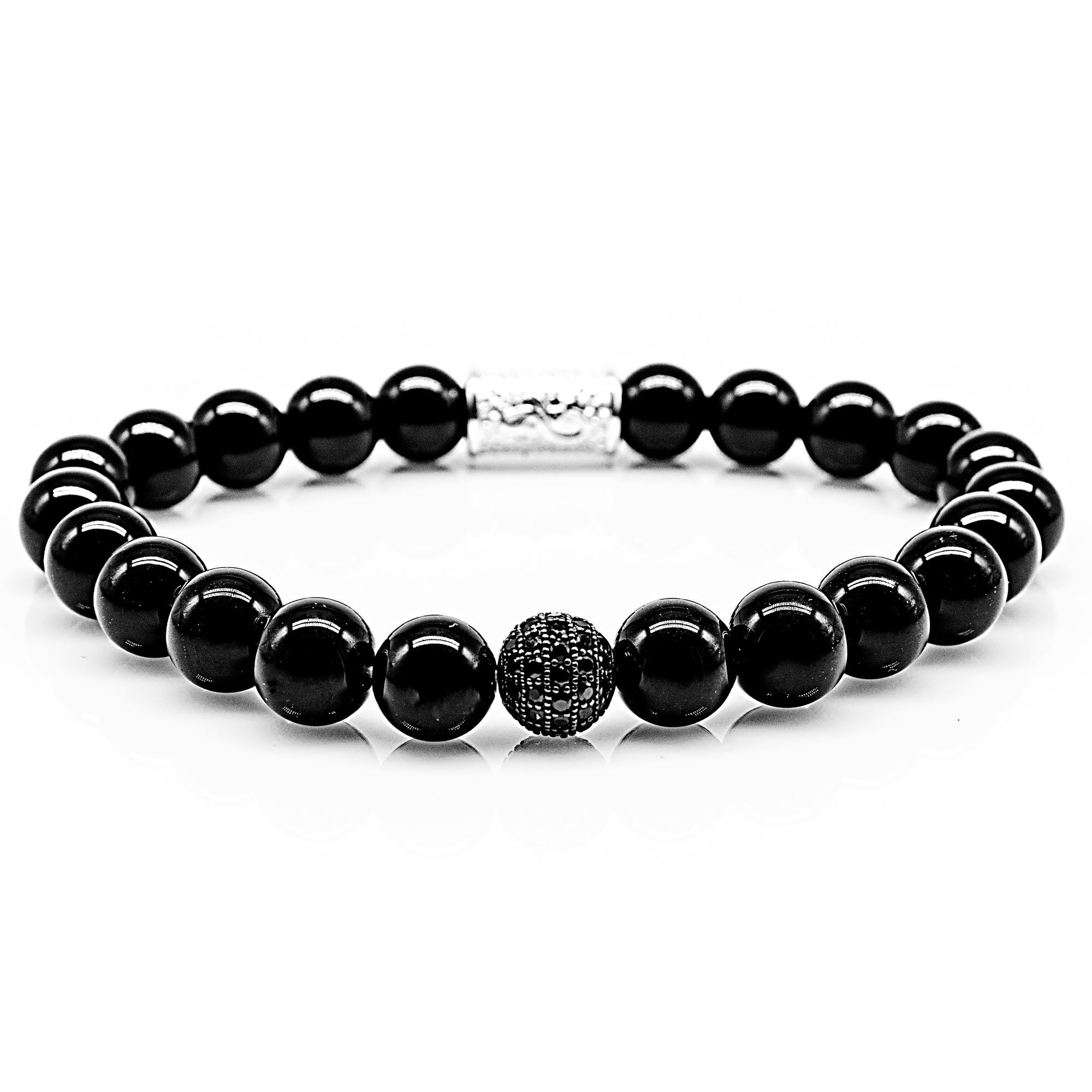 アクセサリー Vintage Silver Onxy Ball Bracelet 925 Onyx 925 Sterling Silver Bracelet Bracelet Pearl Bracelet