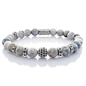 Agate Bracelet Bracelet Bead Bracelet Beads ball silver 8 mm stainless steel