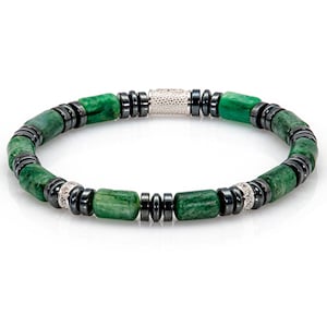 African Green Jade 925 Sterling Silver Bracelet Pearl Bracelet 6 mm Pearls Zircon