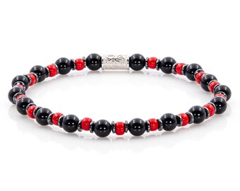 Pulseira de ônix 6 mm, pulseira de contas, contas Miyuki, hematita, feminina e masculina, prata de lei 925, várias cores