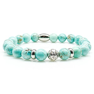 Turquoise Bracelet Bracelet Pearl Bracelet Beads ball silver 8 mm stainless steel
