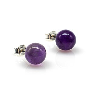 Earring 925 Sterling Silver Amethyst Pearls 8 mm