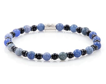 Pulseira de sodalita 6 mm, pulseira de contas, contas Miyuki, hematita, feminina e masculina, prata de lei 925, várias cores