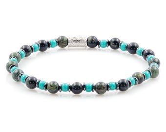 Pulseira de turquesa africana de 6 mm, pulseira de contas com miçangas Miyuki e hematita, feminina e masculina, prata de lei 925, várias cores.