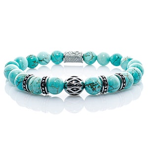 Turquoise Bracelet Bracelet Pearl Bracelet Beads ball silver 8 mm stainless steel