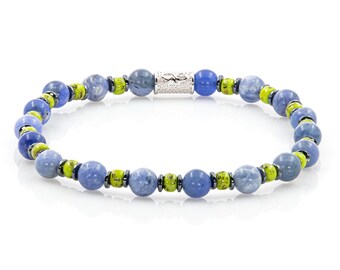 Pulseira de sodalita 6 mm, pulseira de contas, contas Miyuki, hematita, feminina e masculina, prata de lei 925, várias cores