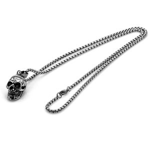 Stainless steel necklace Figaro chain 3 mm pendant skull silver black women&#39;s men&#39;s chain