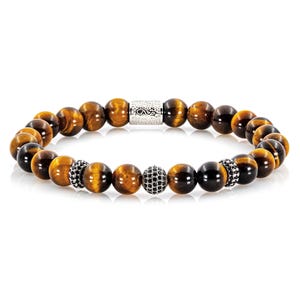 Tiger&#39;s eye 925 sterling silver raw dined bracelet bracelet pearl bracelet 8 mm zircon