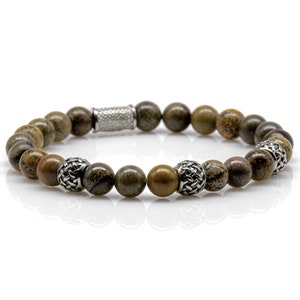 Yellow Flower Stone Bracelet Bracelet Pearl Bracelet Pearls Women Men 8 mm stainless steel