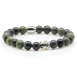 Serpentine Bracelet Bracelet Pearl Bracelet Green Buddha Women Men 8 mm stainless steel