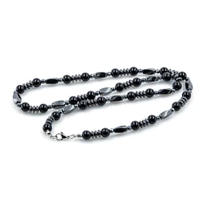 Onyx Chain Necklace 8 mm Pearl Chain Black Hematite Pearl Necklace Black Women Men