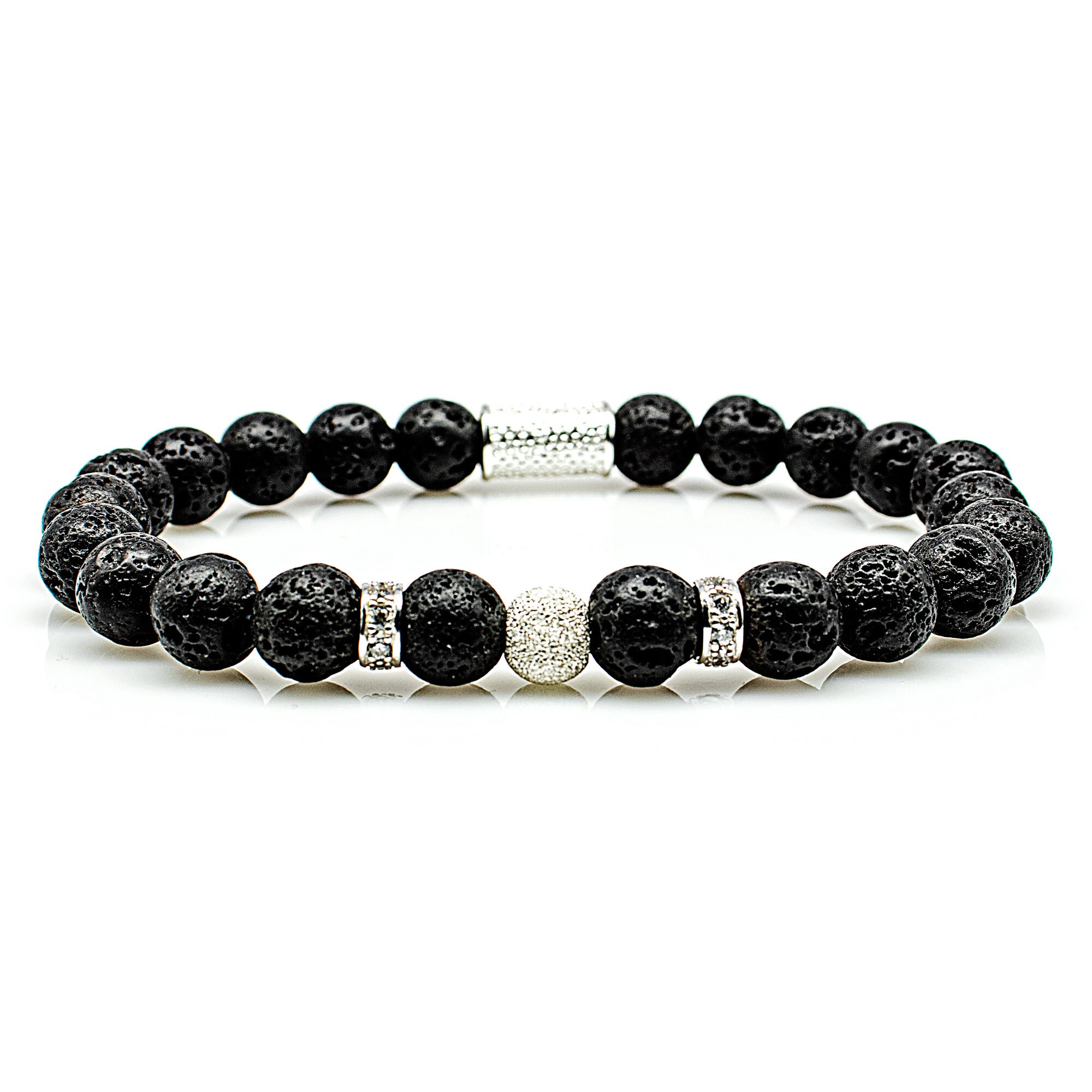 Lava 925 Sterling Silver Bracelet Pearl Bracelet Black Beads