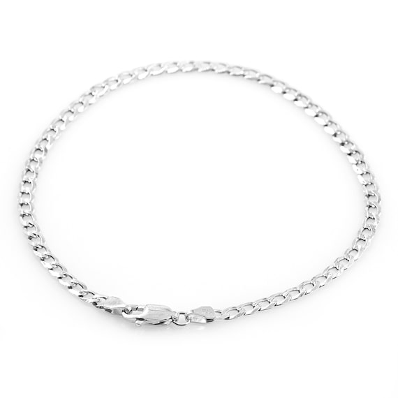 Bracelet Gourmette En Argent Massif 925 - Maille Plate Simple Et élégante - Occasion