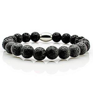 Lava bracelet pearl bracelet black women men 8 mm stainless steel