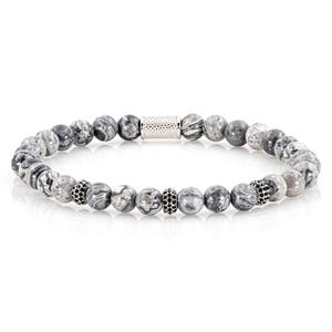 Jasper 925 sterling silver raw dined bracelet bracelet pearl bracelet 6 mm zircon