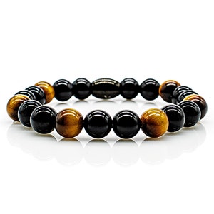 Onyx Bracelet Pearl Bracelet Black Tiger Eye 8 mm Stainless Steel