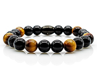 Onyx Bracelet Pearl Bracelet Black Tiger Eye 8 mm Stainless Steel