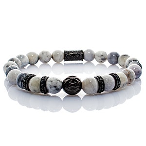 Agate Bracelet Bracelet Bead Bracelet Beads ball black 8 mm stainless steel