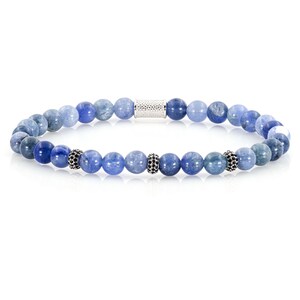Sodalite 925 sterling silver raw dined bracelet bracelet pearl bracelet blue 6 mm zircon
