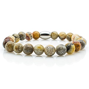 Agate bracelet bracelet beaded bracelet brown women men 8 mm stainless steel