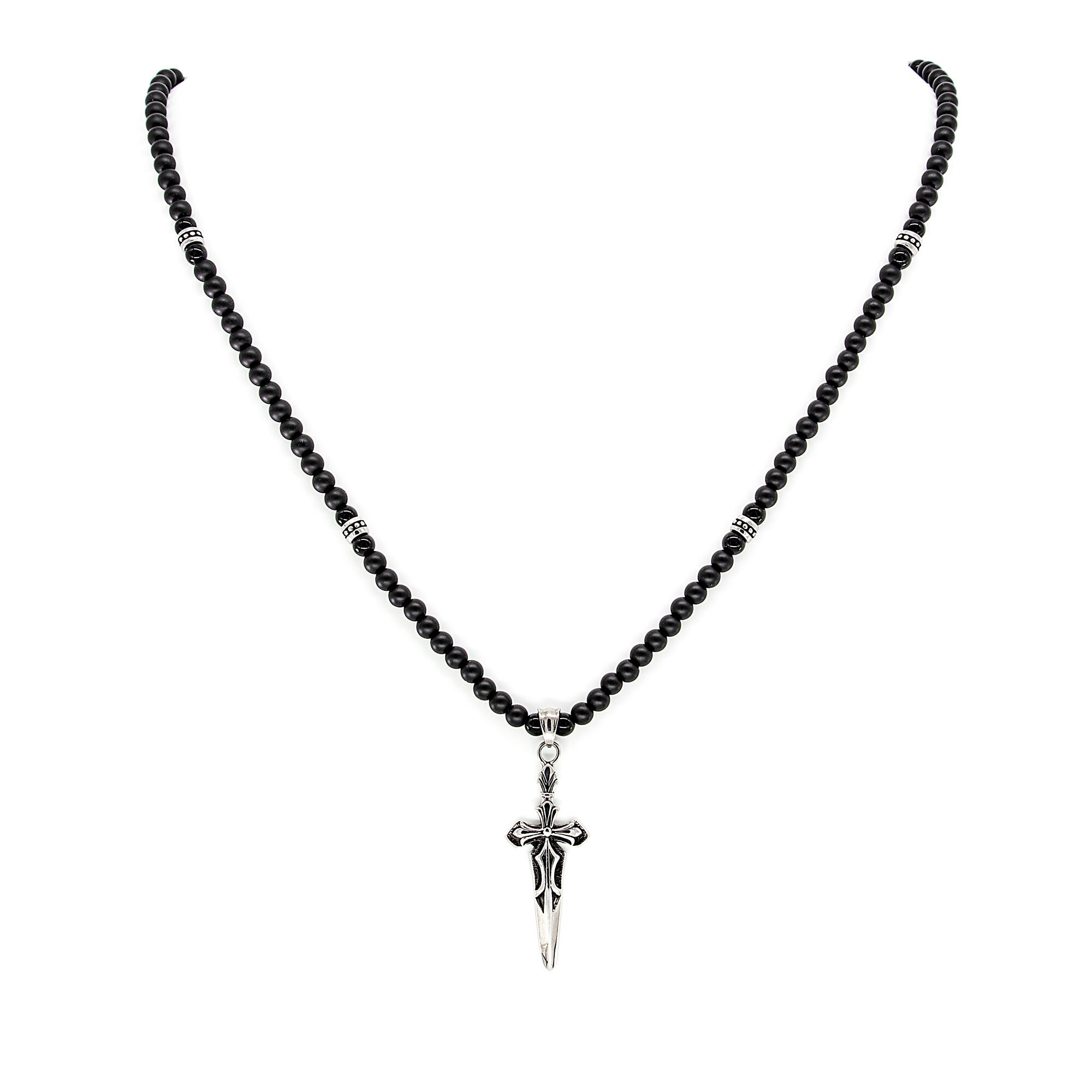 ブレスレット LESS IS MORE Black Onyx Necklace 6mm Matte Black Onyx Beaded Necklace 6mm (Silver) – Triple Crown