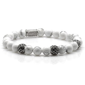 Howlite Bracelet Bracelet Pearl bracelet class A+ silver 8 mm stainless steel spacer