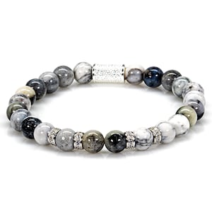 Agate 925 sterling silver bracelet bracelet pearl bracelet spacer zircon 8 mm