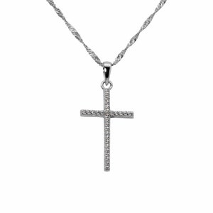 Twisted Curb Necklace Necklace 1.5mm Pendant Cross Zircon 925 Sterling Silver Women Men&#39;s Necklace