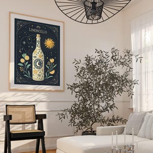Limoncello Alkohol Mistyczny Tarot Art Print | Bar Cart & Home Bar Decor | Pobieranie cyfrowe | Prezent dla Miłośników Koktajli | Sztuka ścienna Speakeasy