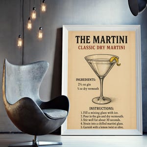 Przepis na kremowy Martini | Instrukcje dotyczące koktajli retro Sztuka | Wózek barowy i wystrój domowego baru | Pobieranie cyfrowe