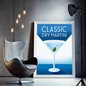 Aqua Martini Pop | Odważny nowoczesny plakat koktajlowy do dekoracji baru | Wystrój baru i domowego baru | Pobieranie cyfrowe