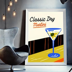 Golden Hour Martini | Elegancka nowoczesna sztuka koktajlowa do pobrania | Bar Cart & Home Bar Decor | Pobieranie cyfrowe